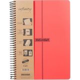 Bemy Ticaret Infinity Primary Serisi, A4, 7 Konulu (5 Kareli, 2 Çizgili) 210 Yaprak Pp Kapaklı Spiralli Defter, Kırmızı