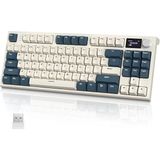 Bemy Ticaret Kablosuz Mekanik Klavye, Gaming Klavye Conta Montajlı, 3 Mod (2.4ghz/bluetooth/type C) Apex Pro Tkl Rgb 75% Oyuncu Klavyesi, Tft Renkli Ekran, Topuz, Hot Swappable Doğrusal Anahtar