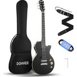 Bemy Ticaret Lp Elektro Gitar Kiti Tam Boy Gitar Başlangıç Seti 90 cm (39 Inç) Tek Parça Gövde, Çanta, Askı, Tel (Lp Stili, Siyah)