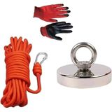 Bemy Ticaret Magnet Magnet Fishing Halatlı Eldivenli Neodyum Pot Mıknatıs Seti, 80MM Büyük Kancalı Mıknatıs Balıkçılığı
