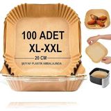 Bemy Ticaret Pişirme Kağıdı,xl-Xxl Büyük Boy, Kare, 100 Adet Hava Fritöz Parşömen Fırın Kağıdı Tek Kullanımlık Kağıt Fırın Fritöz Pişirme Kızartma Tavası Için Uygun 20CM
