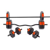 Bemy Ticaret Spor 50 kg 150 Cm Düz Bar + Z Bar Dambıl Dumbell Ağırlık Halter Seti Kırmızı Kapaklı Dayanıklı