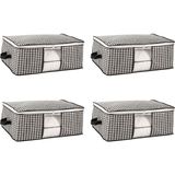 Bemy Ticaret ve Yatak Altı Uyumlu 4 Adet Lüks Pencereli Dolap Düzenleyici Hurç Baza Altı Hurç 64X45X22 cm (Siyah)