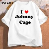 Ben Aşk Johnny Kafes Erkek Pamuk Kısa Kollu T-Shirt Unisex Adam Giyim Streetwear Grafik T Shi - Beyaz - XL