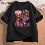 Ben Aşk Johnny Kafes T-Shirt Erkek Giyim Tshirt Baskılı Pamuk Kısa Kollu Video Oyunu T Shirt - Siyah - XL