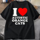 Ben Kalp Otistik Turuncu Kediler T-Shirt Komik Otistic Aptal Uncat Kedi Grafik T Shirt Pamuk 2941 - Siyah