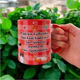Ben Kedi Kadınıyım Tasarım Porselen Hediyelik Kupa Bardak-Cat Mom-Doğum Günü Hediyesi Ofis-Ev Kupası - Pembe - 330 ml
