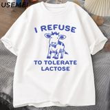 Ben Laktoz T-Shirt Adam Komik Retro Inek Tolere Reddediyorum Grafikli Tişört Kadın Erkek Pamu 2920 - Beyaz - XL