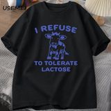 Ben Laktoz T-Shirt Adam Komik Retro Inek Tolere Reddediyorum Grafikli Tişört Kadın Erkek Pamu 2920 - Siyah - XL