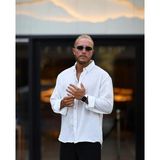 Ben Özgürüm Uzun Kol D Yaka Oversize Erkek Gömlek - XL - Beyaz