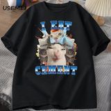 Ben Yiyorum Çimento Komik Kedi Meme Teepamuk Kısa Kollu Aptal Çirkin Kediler Baskılı 2816 - Siyah - XL