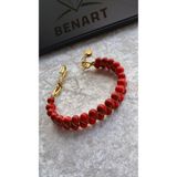 Benarts Kırmızı mercan ve altın renkli Bileklik