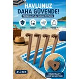 BENCEAL 4'lü Set Plaj Deniz Havlusu Piknik Örtüsü Tutucu Yere Kuma Toprağa Zemine Sabitleme Kazığı Çubuğu Çivisi