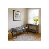 Bench Bank Puf - Suni Deri - Ceviz Ahşap Ayaklı - Retro Modern Tasarım & Dekoratif Sehpa
