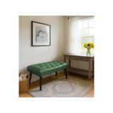 Bench Bank Puf - Suni Deri - Siyah Ahşap Ayaklı - Retro Modern Tasarım & Dekoratif Sehpa