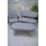Bench ve Puf Takımı Kılıf Seti - 2 Sandalye, 1 Bench, 1 Puf Örtüsü Kılıfteks - Gri