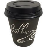 Bencup 8 Oz Delikli Kapaklı Karton Kahve Bardağı 40 Adet Siyah Tema ile Kullan At Ürünler