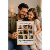 benden olsun Babaya Doğum Günü Hediyesi 9 Fotoğraflı Kolaj İyi Ki Benim Babamsın Babalar Günü 30x40 Çerçeve Görünümlü MDF Tablo