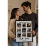 benden olsun Kişiye Özel 9 Fotoğraflı Kolaj Sevgiliye Hediye İsimli Tarihli 30x40 cm Çerçeve Görünümlü MDF Tablo