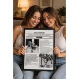 benden olsun Kişiye Özel Anı Gazetesi Arkadaşa Hediye Fotoğraflı Müzik Kodlu 30x40 Çerçeve Görünümlü MDF Tablo