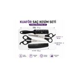 beneficio 4 Parça Profesyonel Berber Seti Kuaför Saç Kesim Seti 15 cm Saç Kesim Makası 16 cm Ara Makası 17 cm Taraklı Ustura 13 cm Tarak Ergonomik Saplı Saç Kesme Seti