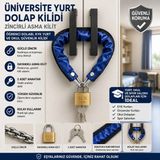 Beneficio Üniversite Öğrenci Yurt Dolap Kilidi – Zincirli Asma Kilit, Kyk Okul Kampüs Güvenlik Kilidi - Mavi