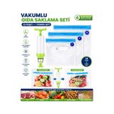 beneficio Vakumlu Gıda Saklama Poşeti Seti 15 Poşet + El Vakum Pompası Tekrar Kullanılabilir Hava Geçirmez Gıda Koruma Seti