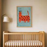 Benekli Kedi Çocuk Odası Duvar Posteri Çerçeveli Tablo Duvar Dekorasyonu - 21 x 30 - Ahşap Çerçeveli
