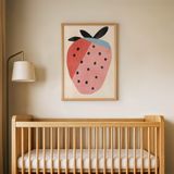 Benekli Sevimli Çilek Çocuk Odası Duvar Posteri Çerçeveli Tablo Duvar Dekorasyonu - 21 x 30 - Ahşap Çerçeveli