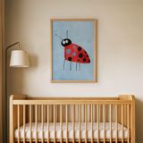 Benekli Uğur Böceği Çocuk Odası Duvar Posteri Çerçeveli Tablo Duvar Dekorasyonu - 30 x 40 - Ahşap Çerçeveli