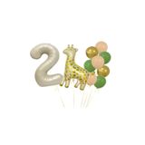 Benekli Zürafa Bej Rengi Rakam Folyo ve Krom Pastel Balon Seti Yaş 2
