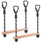 BeneLabel Engel Slackline Çubuğu, 2 Paket Maymun Çubukları 35 cm, Dış Mekan Ahşap Karabina Egzersiz Ekipmanları, İç Mekan Eğlenceli Aktiviteler Çocuklar, 250 lbs, 14 Yaş, Siyah