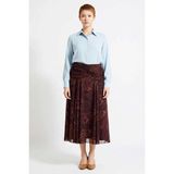 Benerly Kadın Büyük Beden Maxi Etek Tül Kumaş Etnik Desen Büzgü Detaylı Boho Chic Esnek Örme Günlük Rahat - Çok Renkli - 2XL