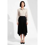 Benerly Kadın Büyük Beden Yüksek Bel Asimetrik Yırtmaçlı Esnek Örme Maxi Etek Rahat Kesim Günlük Modern - Siyah - 4XL