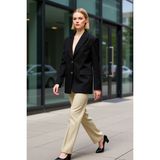 Benerly Kadın Ceket Yaka Uzun Kol Oversize Kalıp Düz Dokuma Ceket Fonksiyonel Dayanıklı Kaliteli Şık - 42 - Siyah