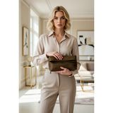Benerly Kadın Katlanabilir Kapaklı Fermuarlı Düz Desenli Kompakt Yapılı El Çantası Clutch Modeli Aksesuar - Haki