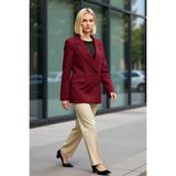Benerly Kadın Kruvaze Yaka Uzun Kol Regular Kalıp Dokuma Blazer Ceket Fonksiyonel Dayanıklı Modern - 34 - Bordo