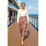 Benerly Kadın Midi Sarong Kalıp Çiçek Desenli Dokuma Etek %100 Viskoz Fonksiyonel Dayanıklı Modern - Çok Renkli - 42
