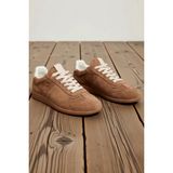 Benerly Kadın Nubuk Deri Bağcıklı Sneaker Kısa Topuklu Rahat Günlük Spor Ayakkabı Modern Şık Konforlu Zarif - Taba