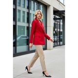 Benerly Kadın Regular Ceket Yaka Uzun Kol Düz Dokuma Blazer Ceket Fonksiyonel Dayanıklı Kaliteli Şık - 34 - Kırmızı