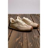 Benerly Kadın Retro Stil Bağcıklı Sneaker Süet Detaylı Konforlu Günlük Spor Ayakkabı Rahat Modern Şık Zarif - Bej
