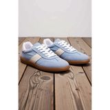 Benerly Kadın Retro Stil Nubuk Bağcıklı Spor Ayakkabı Renk Bloklu Desen Rahat Günlük Sneaker Modern Şık - Mavi