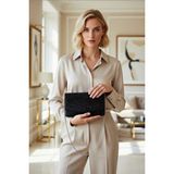 Benerly Kadın Simli Parti Clutch Çanta Zincir Askılı Düz Desen Kapaklı Kapanış Mekanizmalı Model - Siyah