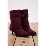 Benerly Kadın Sivri Burun Kısa Topuklu Yarım Bot Suni Deri Fonksiyonel Dayanıklı Kaliteli Şık - Mürdüm