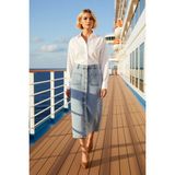 Benerly Kadın Yüksek Bel Düğmeli Maxi Denim Etek Düz Kalem Kalıp Fonksiyonel Dayanıklı Kaliteli Şık - Mavi - 40