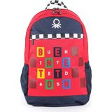 Benetton 03766 - Kırmızı - Lacivert Çift Bölmeli Okul Çantası
