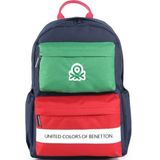 Benetton 03861 Lacivert Yeşil Kırmızı Çift Bölmeli Sırt Çantası