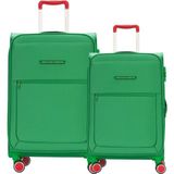 Benetton 2'li Valiz Seti Büyük ve Orta Boy Lüx Kumaş Valiz Yeşil BNT2800