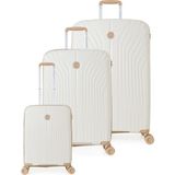 Benetton 8015 3'lü Set Polipropilen Kırılmaz Valiz Tekerlekli Valiz - Kemik