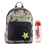 Benetton Asker Desen Çanta , Okul Çantası , Sırt Çantası , Suluk , Matara ,termos , Set - Yeşil